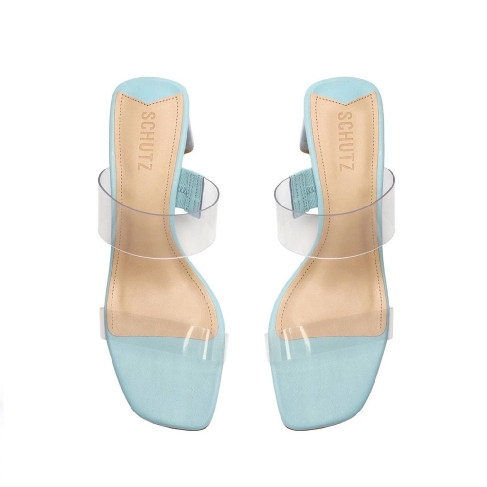 50. Schutz Ariella Acrylic Mid Heel, Size 6